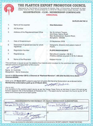 Registration Certificate